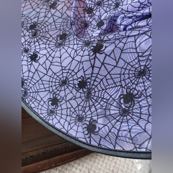 Women's Tattered Witch Dress & Purple Mesh Spiderweb Hat - Picture 8 of 8